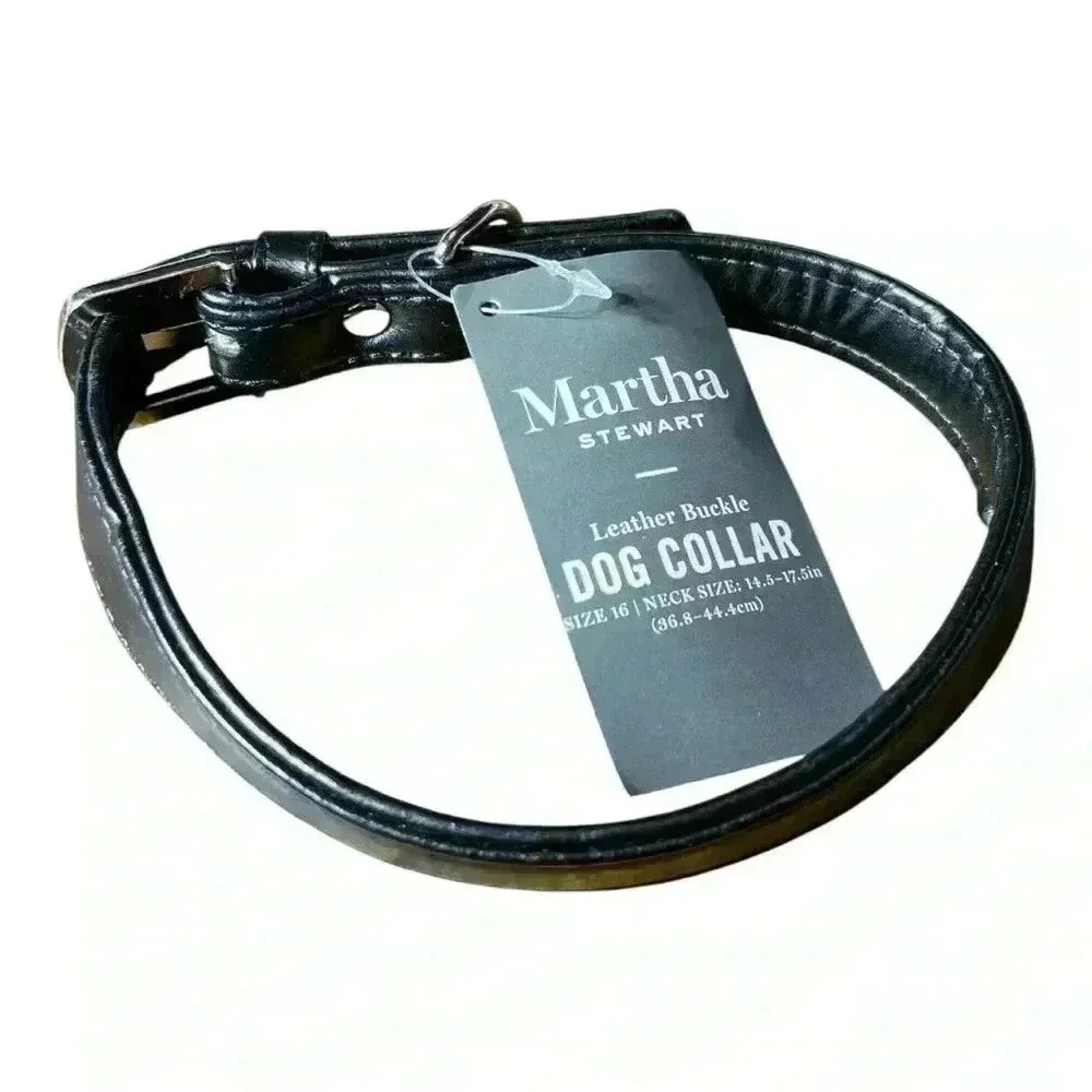 Martha Stewart Black Leather Buckle Dog Collar